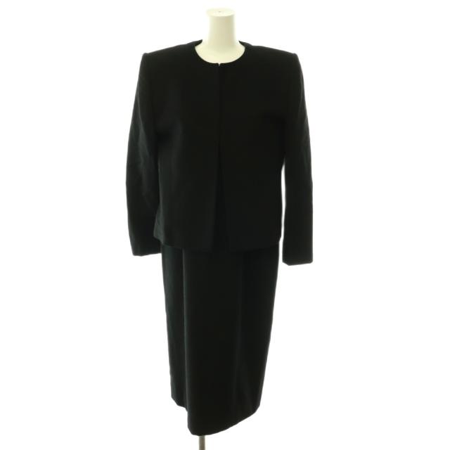 【中古】ジバンシィ GIVENCHY セットアップ ジャケット ノーカラー ワンピース 七分袖 ロング 10 黒 /NR ■GY53