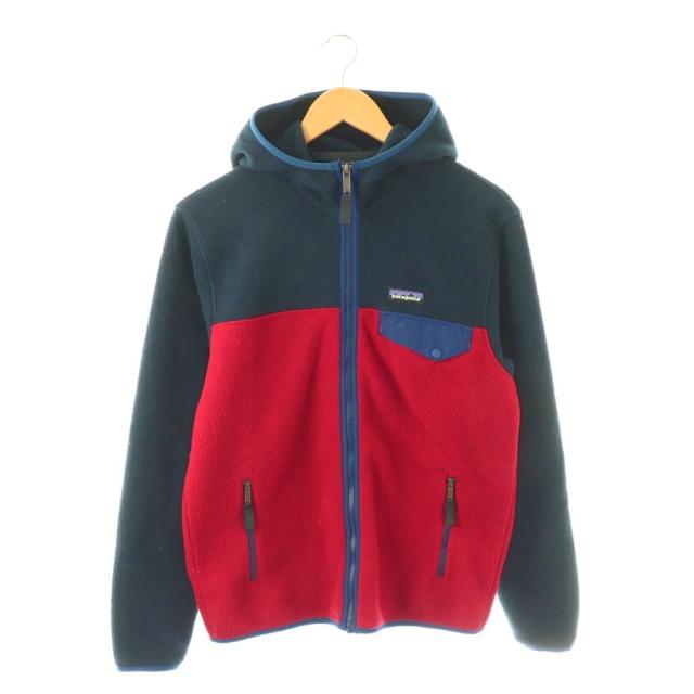 【中古】パタゴニア Patagonia フリースジャケット ジップアップ フード XS ネイビー レッド /DO ■ECC003 メンズ