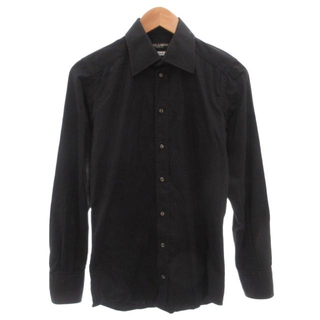 【中古】ドルチェ&ガッバーナ ドルガバ DOLCE&GABBANA GOLD シャツ コットン 長袖 37/14 2/1 黒 ブラック