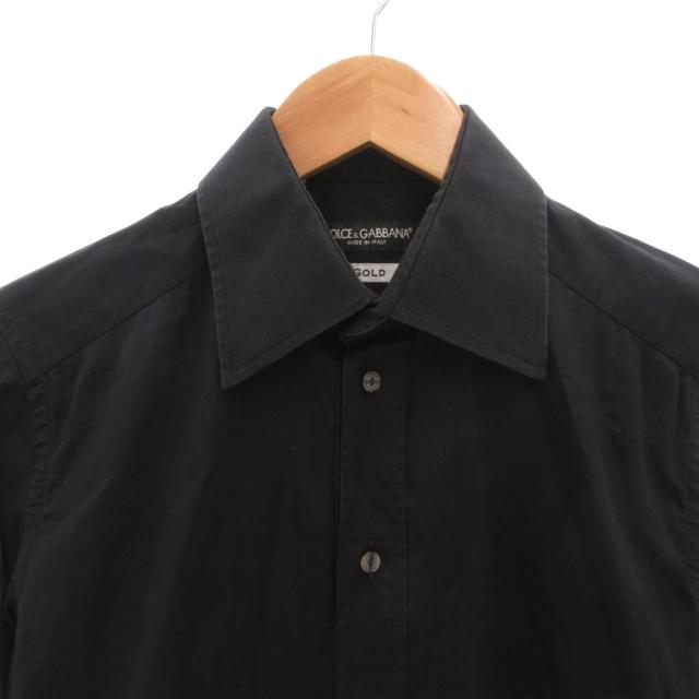 【中古】ドルチェ&ガッバーナ ドルガバ DOLCE&GABBANA GOLD シャツ コットン 長袖 37/14 2/1 黒 ブラック_2