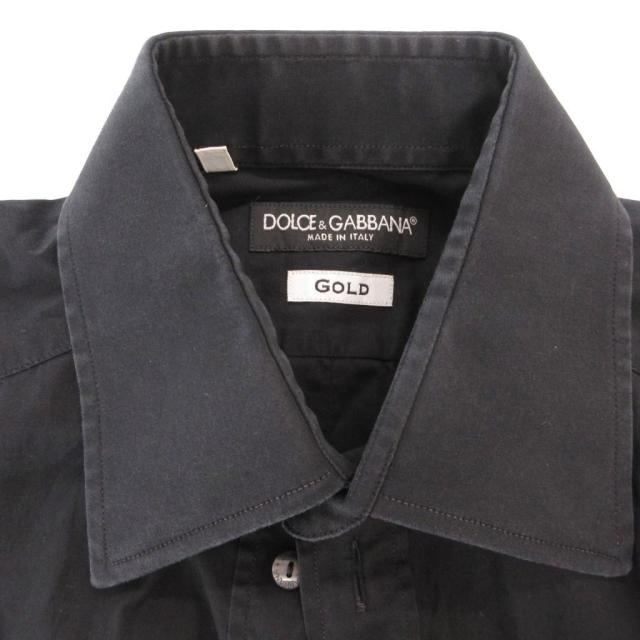 【中古】ドルチェ&ガッバーナ ドルガバ DOLCE&GABBANA GOLD シャツ コットン 長袖 37/14 2/1 黒 ブラック_5