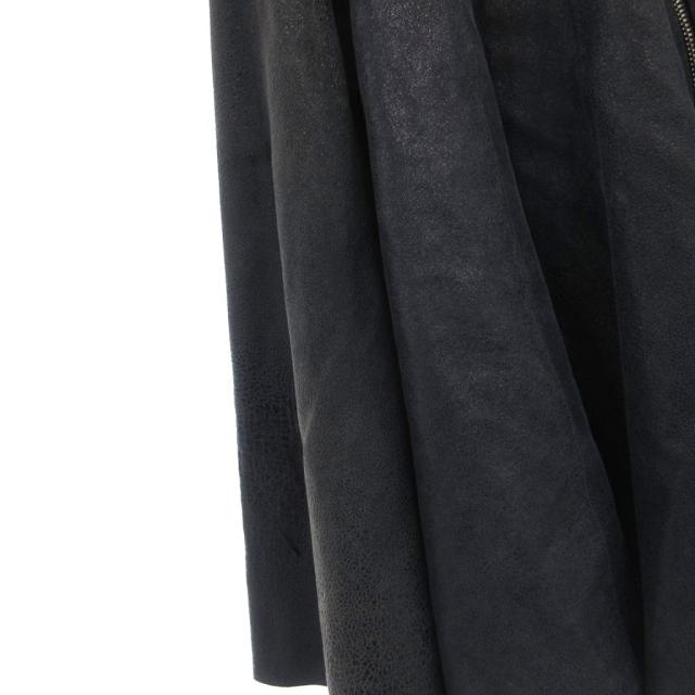【中古】ジョルジオブラット GIORGIO BRATO フレアスカート ギャザー レザー ミニ ショート 40 黒 ブラック_5