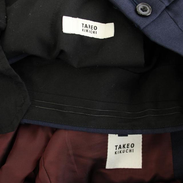 【中古】タケオキクチ スール テーラードジャケット シングル 2B スラックス パンツ ウール 絹 シルク混 2 紺_7