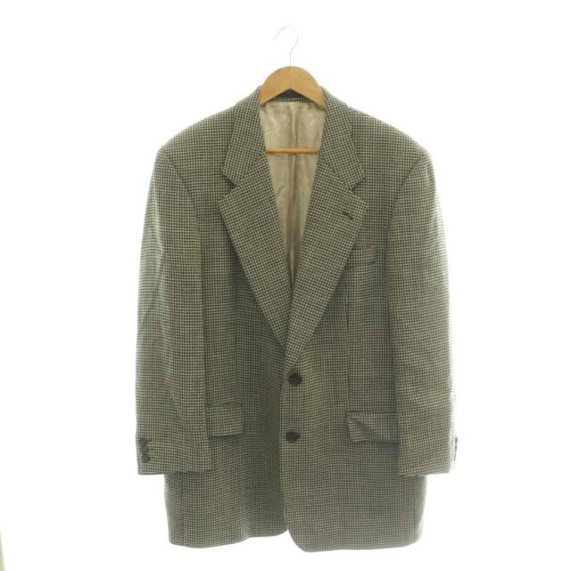 【中古】ヒューゴボス HUGO BOSS テーラードジャケット シングル 総柄 ブラック ホワイト /DF ■ECD003 メンズ