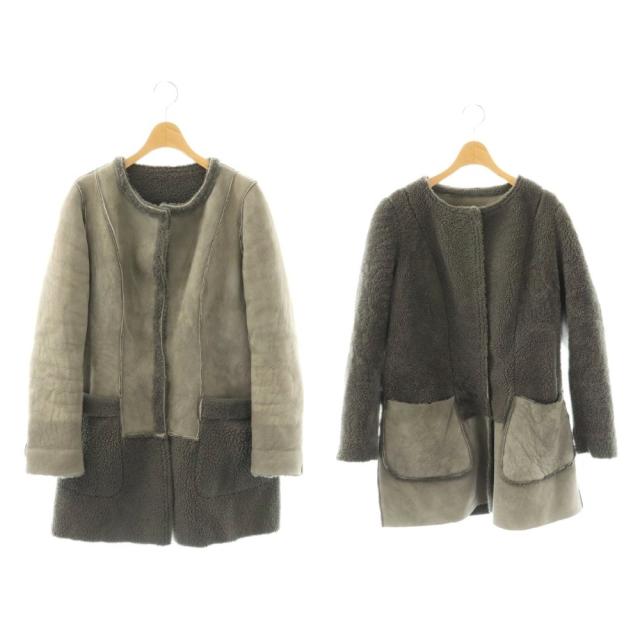 【中古】クチュールエンバ Couture Emba リバーシブル コート アウター ノーカラー M グレー /NR ■ECD003 レディース
