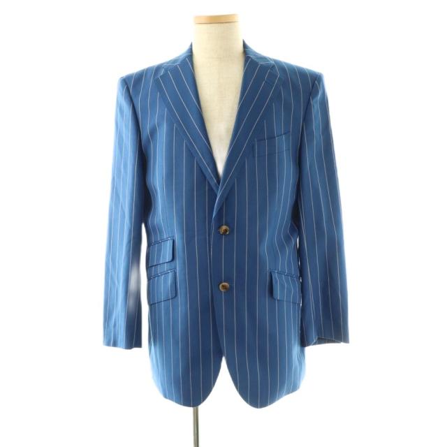 【中古】テーラー渡辺 TAILOR WATANABE スーツ セットアップ テーラードジャケット パンツ ストライプ 青 白 /CX_1