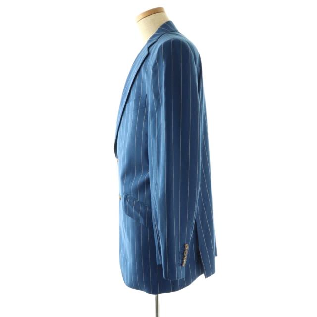 【中古】テーラー渡辺 TAILOR WATANABE スーツ セットアップ テーラードジャケット パンツ ストライプ 青 白 /CX_3