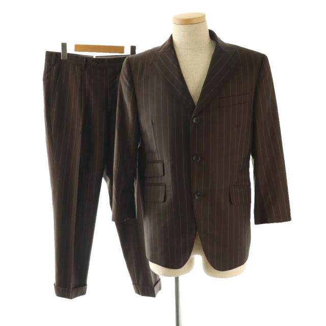 【中古】ドーメル DORMEUIL アマデウス AMADEUS スーツ 3点セット セットアップ ジャケット ベスト パンツ 茶