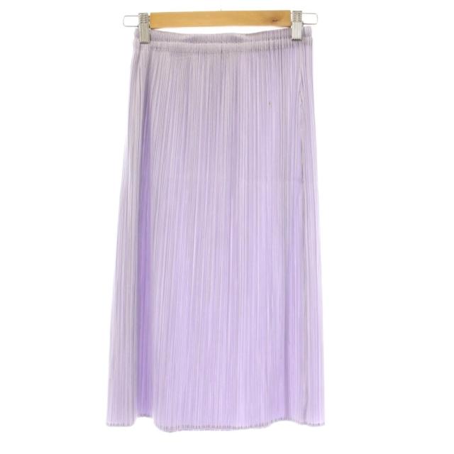 【中古】プリーツプリーズ PLEATS PLEASE イッセイミヤケ プリーツスカート ひざ丈 イージー 3 ラベンダー PP21-JG140