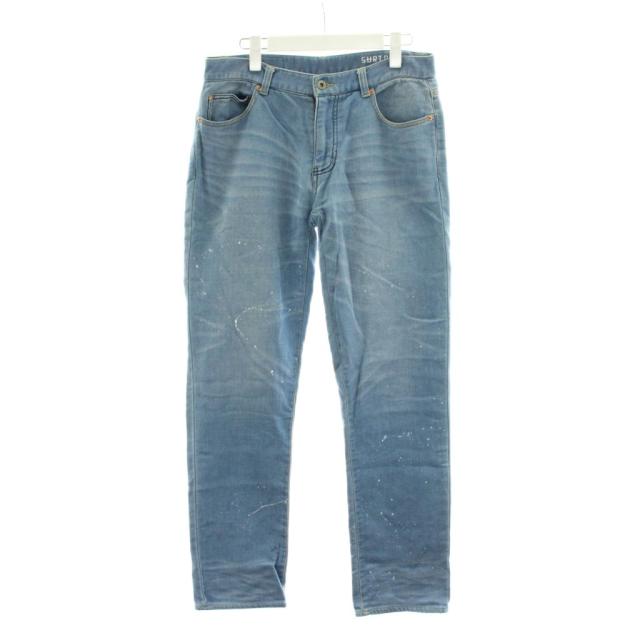 【中古】サート SURT デニムパンツ ジーンズ ジーパン Gパン ジッパーフライ ペイント加工 M 水色 ライトブルー
