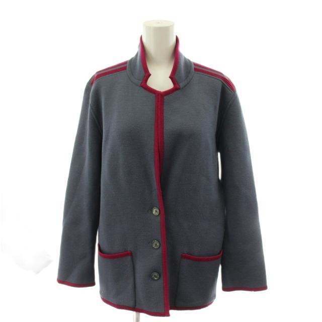 【中古】クリスチャンディオール Christian Dior カーディガン ウール バイカラー M グレー ピンク /AN65 ■ECD003