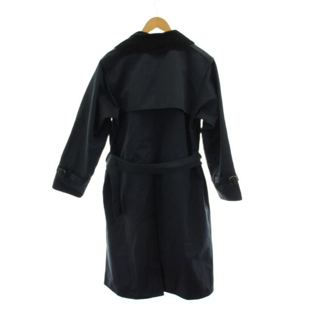 【中古】バブアー Barbour ステンカラーコート ロング丈 裏地チェック柄 アウター 36 黒 ブラック 1802258 /AN20_1