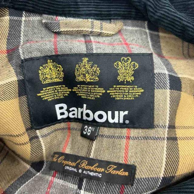 【中古】バブアー Barbour ステンカラーコート ロング丈 裏地チェック柄 アウター 36 黒 ブラック 1802258 /AN20_2