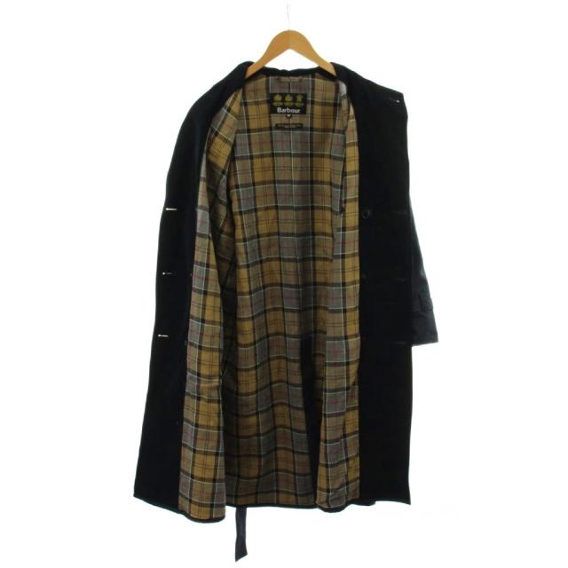【中古】バブアー Barbour ステンカラーコート ロング丈 裏地チェック柄 アウター 36 黒 ブラック 1802258 /AN20_3