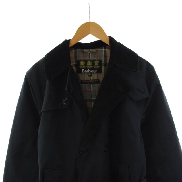 【中古】バブアー Barbour ステンカラーコート ロング丈 裏地チェック柄 アウター 36 黒 ブラック 1802258 /AN20_4