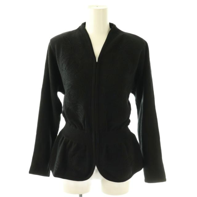 【中古】クリスチャンディオール Christian Dior カーディガン ニット ペプラム L ブラック /ES ■ECD003