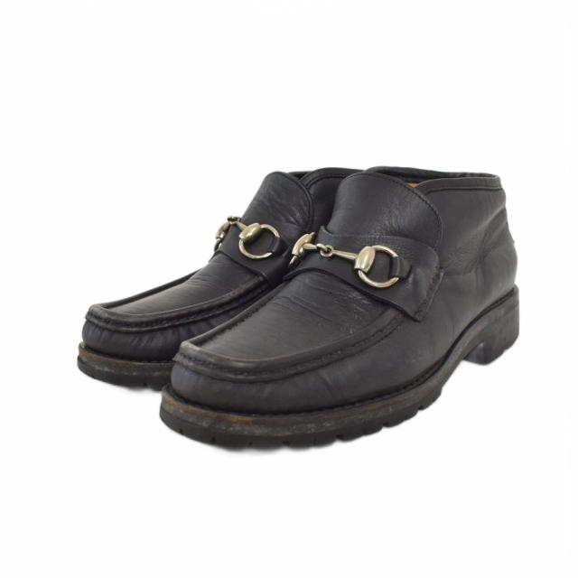 【中古】グッチ GUCCI ホースビット チャッカブーツ ローファー 36 黒 ブラック 1040088 ■ECE004 レディース