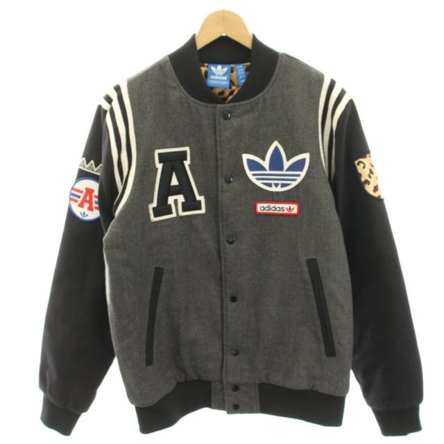 【中古】アディダスオリジナルス originals STADIUM JKT スタジャン ブルゾン ワッペン 裏地ヒョウ柄 M M33848