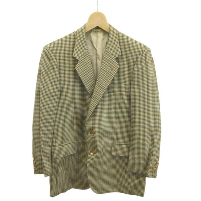【中古】カルロバルベラ CARLO BARBERA ジャケット 上着 ベージュ チェック柄 背抜き 長袖 テーラードカラー /NP