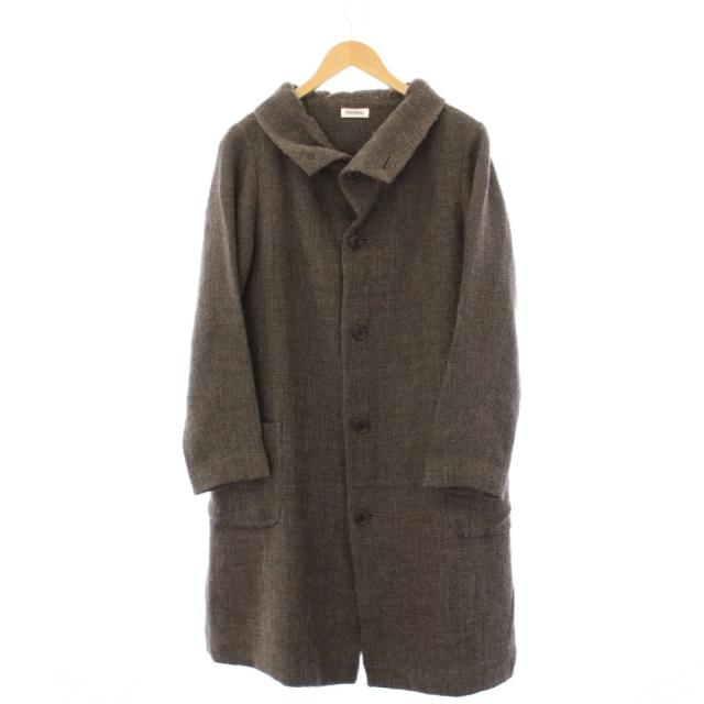 【中古】プランテーション ロングコート ウール アウター M 茶色 ブラウン PL93FA231