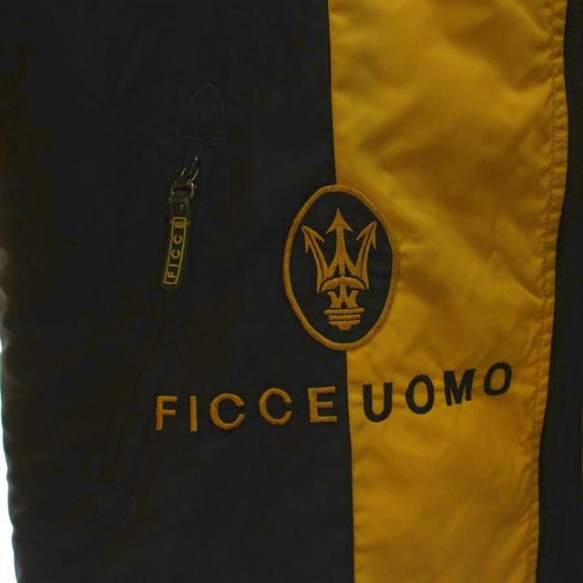 【中古】フィチェウォーモ ficce uomo ブルゾン 上着 ナイロンパーカー 黄 黒 長袖 フード付き ロゴ PDV-502 /GG_6