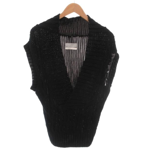 【中古】ユニオンランチ UNION LAUNCH ニットベスト プルオーバー カシュクール コットン F 黒 ブラック