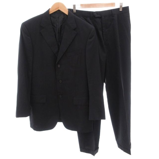 【中古】ジバンシィ GIVENCHY スーツ セットアップ シングル ビジネス ウール ジャケット パンツ 48 紺 ネイビー