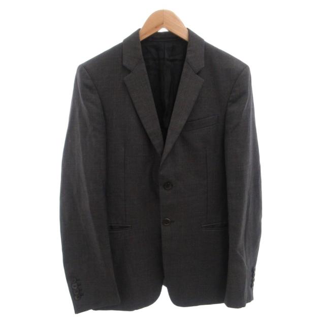 【中古】プラダ PRADA スーツ セットアップ ビジネス シングル ジャケット パンツ シルク混 モヘヤ混 44R グレー_1