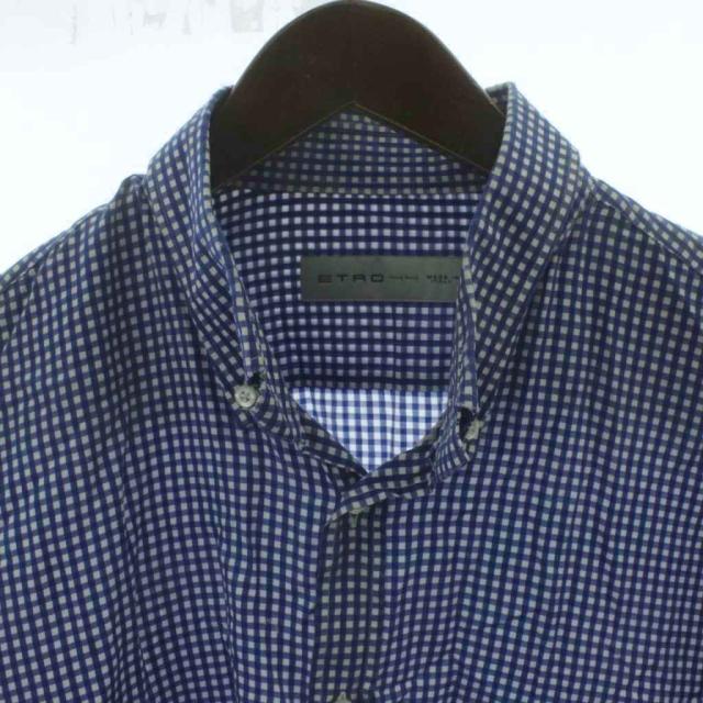【中古】エトロ ETRO シャツ カットソー 44 青 長袖 チェック柄 /GG ■ECE004 メンズ_2