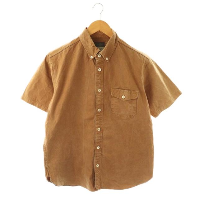 【中古】コリンボ Colimbo ボタンダウンシャツ 半袖 17 ブラウン /ES ■ECE004 メンズ