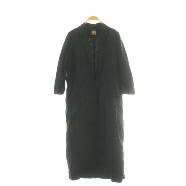 【中古】ミューズ ドゥーズィエム クラス DUSTER リネンツイルコート スプリングコート ロング F ブラック /DF