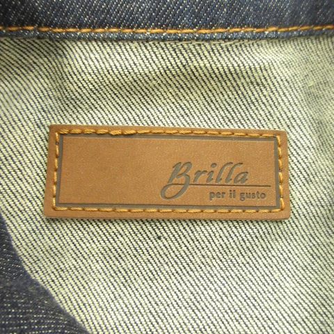 【中古】Brilla per il gusto デニムジャケット Gジャン ジージャン 上着 L 紺 ネイビー 無地 襟付き 長袖 /AH31_5