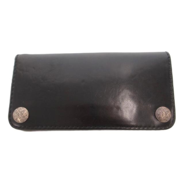 【中古】ファニー FUNNY 長財布 黒 ブラック 無地 レザー コンチョボタン /SX ■ECG003 メンズ