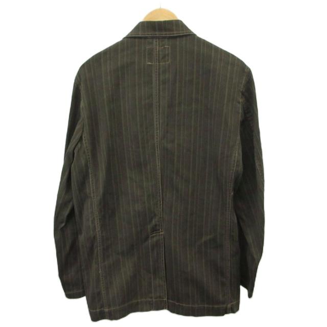 【中古】ウールリッチ WOOLRICH テーラードジャケット 上着 XL グレー ストライプ柄 長袖 襟付き /PP ■ECA005_1