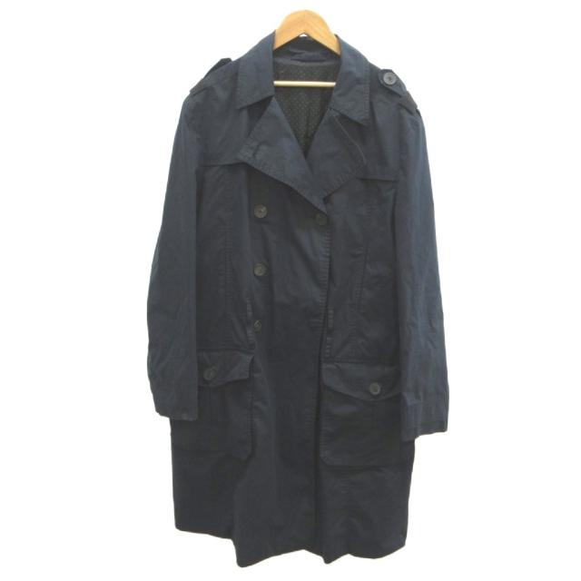 【中古】ジバンシィ GIVENCHY トレンチコート 52 紺 ネイビー ダブルブレスト 長袖 エポレット /YU ■ECA005 メンズ