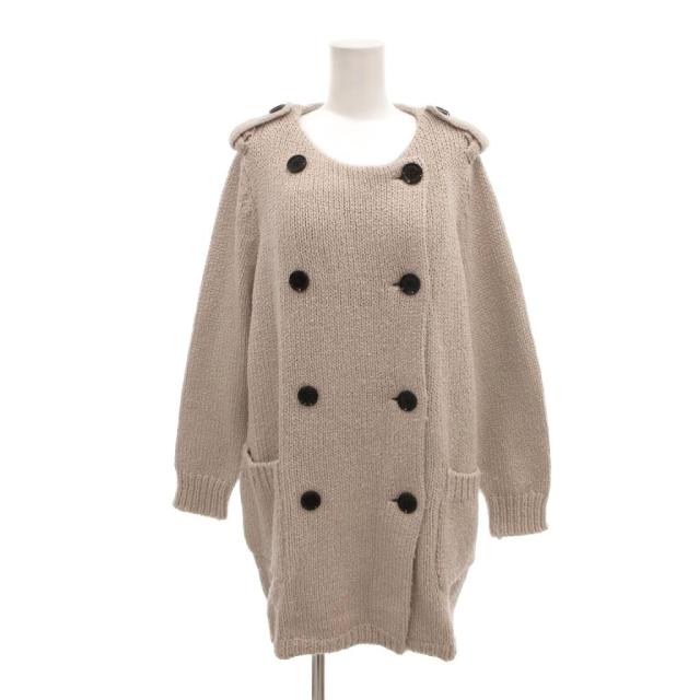 【中古】バーバリー ロンドン BURBERRY LONDON トレンチコート ノーカラー ダブルブレスト ニット 4 ピンク ウール