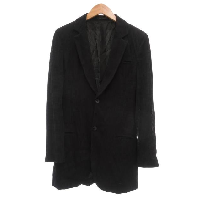 【中古】エンポリオアルマーニ EMPORIO ARMANI 美品 テーラードジャケット シングル 2ボタン 46 黒 ブラック 41G760