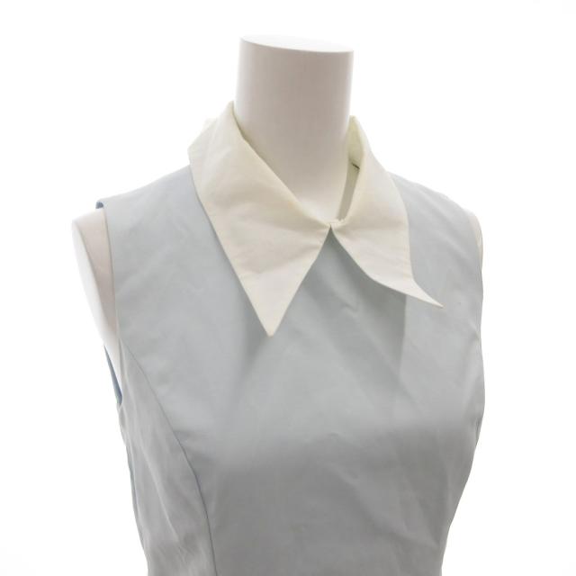 【中古】フォクシー FOXEY ノースリーブ ワンピース 襟付き ひざ丈 38 水色 ライトブルー /FF ■GY74 レディース_3