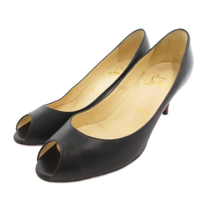 【中古】クリスチャンルブタン Christian louboutin パンプス 踵 シューズ 36 黒 黒いこと オープントゥ /TQ