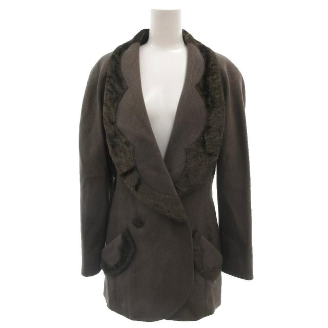 【中古】フェンディ FENDI ROME 365 ヴィンテージ ビックショールカラージャケット ダブルブレスト 裏地FF柄 42