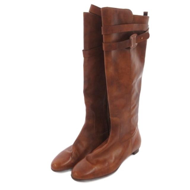 【中古】サルヴァトーレフェラガモ Salvatore Ferragamo ロングブーツ ヴァラ サイドジップ レザー 茶 ブラウン 5
