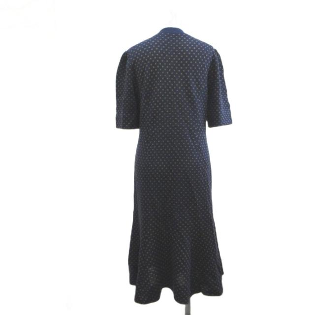 【中古】Saito Toyoko 衣装 青 青味 点点柄 Vのど頚 半袖 ロング丈 /MD ■ECD005 レディース