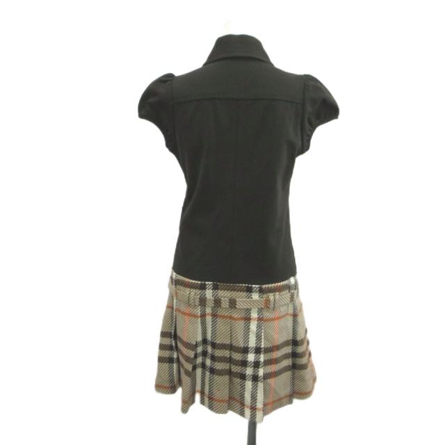 【中古】BURBERRY LONDON ワンピース 38 茶 ブラウン チェック柄 プリーツ 半袖 ミニ丈 /MD ■ECD005 レディース_1
