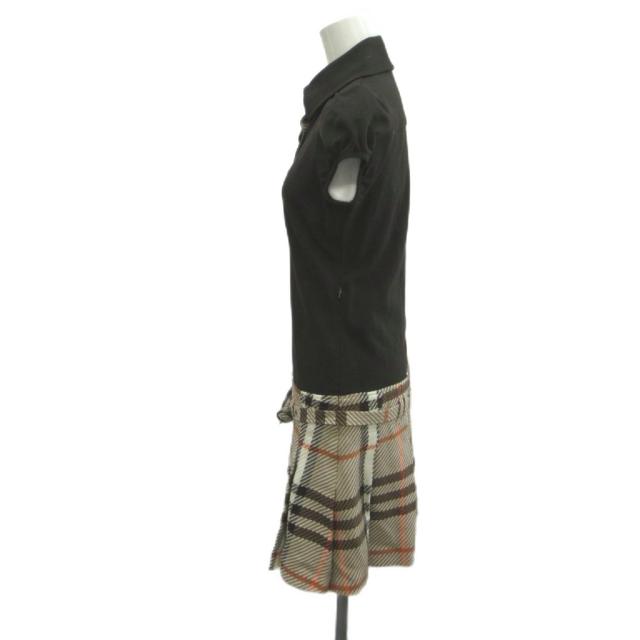 【中古】BURBERRY LONDON ワンピース 38 茶 ブラウン チェック柄 プリーツ 半袖 ミニ丈 /MD ■ECD005 レディース_2