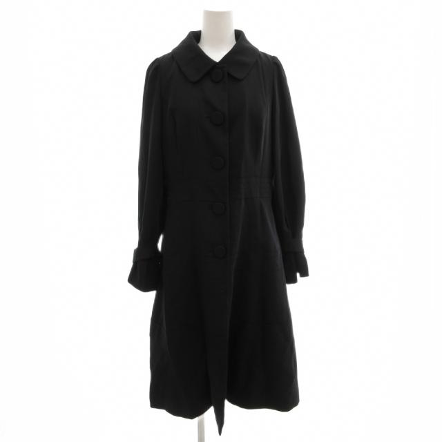 【中古】トゥービーシック TO BE CHIC ロングコート ステンカラー ノーカラー 2WAY 中綿ライナー 襟付き 38 黒