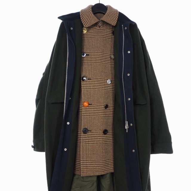 中古】サカイ sacai 18AW 再構築 ツイード ウール ドッキング モッズ