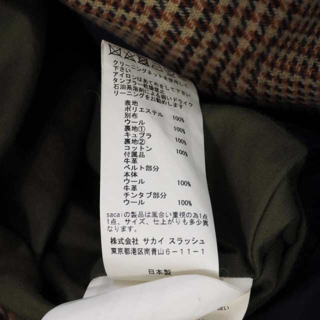 中古】サカイ sacai 18AW 再構築 ツイード ウール ドッキング モッズ