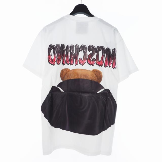 【中古】モスキーノ MOSCHINO 20SS バッド テディベア プリント Tシャツ カットソー 半袖 XS ホワイト 白 A0711_1
