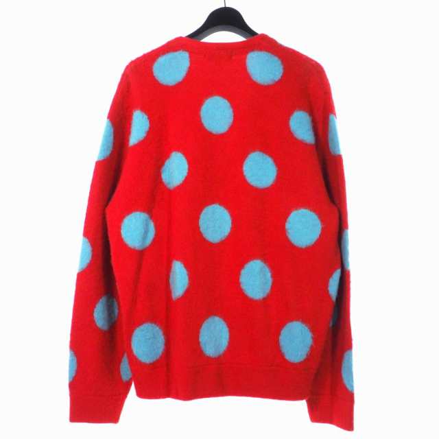 【中古】シュプリーム SUPREME 20SS Brushed Polka Dot Cardigan ブラッシュド ポルカドット カーディガン M  レッド ブルー メンズ｜au PAY マーケット