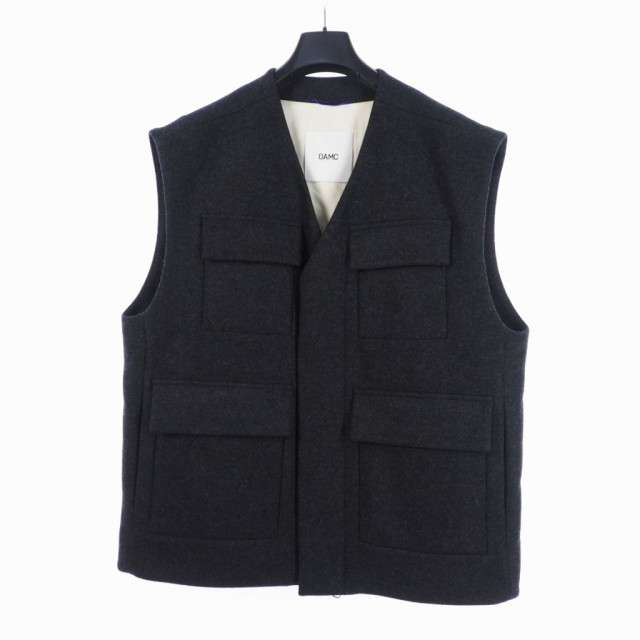 【中古】未使用品 オーエーエムシー OAMC 23AW TETON VEST ウール ベスト ジレ カシミヤ混 S チャコールグレー